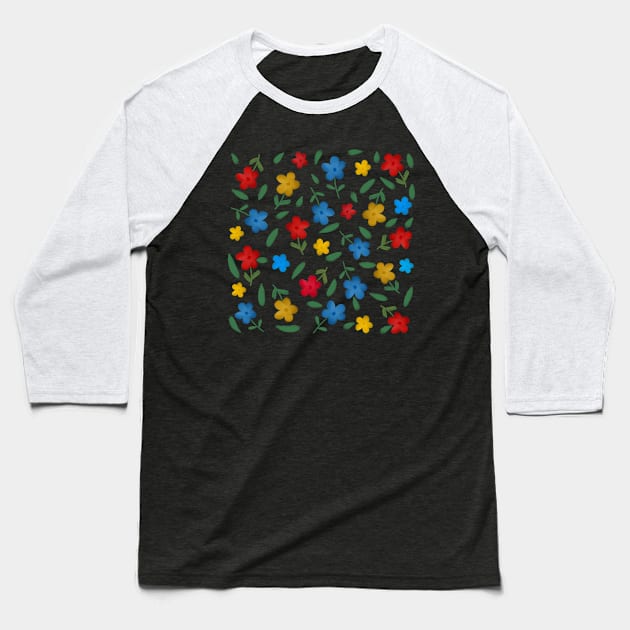 STYLISH COLORFUL FLOWERS PATTERN Baseball T-Shirt by FLOWER_OF_HEART